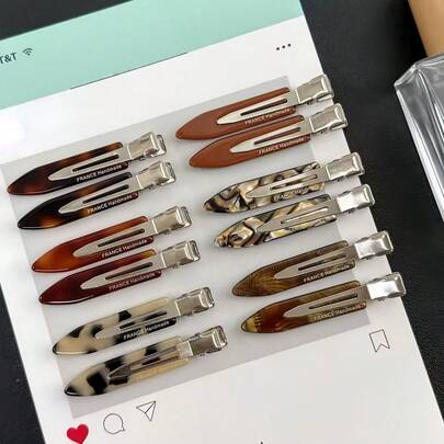 6个随机款式女士时尚简约扎染豹纹发夹，适合日常、居家、学校、海滩、工作、派对、节日、生日、返校、新年、情人节、母亲节、圣诞节、婚礼、音乐节、毕业典礼、春夏等场合佩戴。