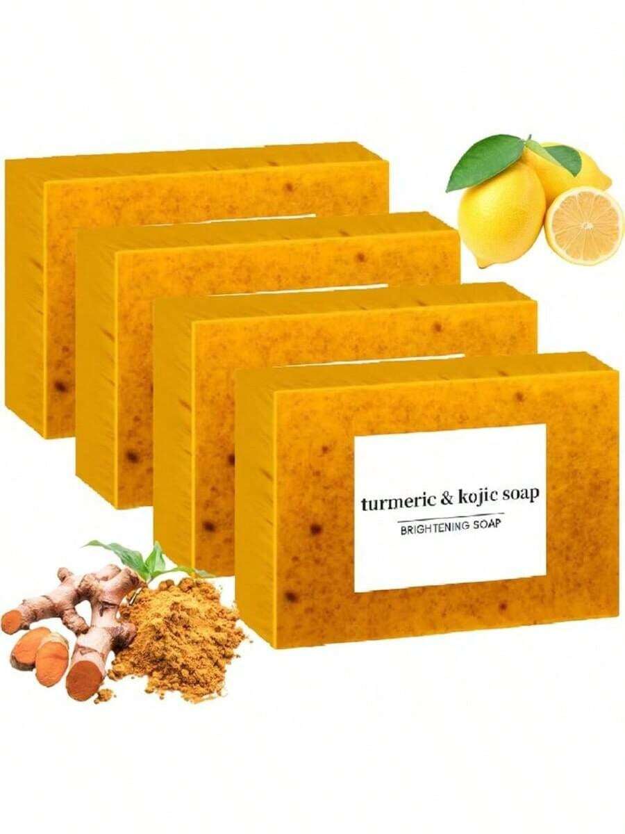 Turmeric Lemon Kojic Acid Soap 100g, Suitable For Face, Bath And Facial Soap, Handmade Soap Cleanser,Rich Foam Deeply Cleanses And Smoothens Skin, Handmade With Essential Oil - Màu vàng - Xem 1