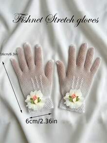 Găng tay cưới thời trang bằng ren hoa lưới xuyên thấu - Nhiều màu - Xem 7