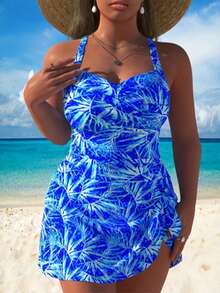Plus Size One-Piece Swimsuit - 彩色 - 查看 1