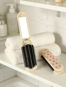 1 chiếc lược gấp gọn bằng nhựa ABS cầm tay có gương soi độ nét cao, lược gấp kiểu nơ tích hợp gương 2 trong 1, tiện lợi cho gia đình, trang điểm, đi làm hàng ngày, du lịch, quà tặng cho bạn gái, sinh nhật. - Kiểu nơ - Xem 10