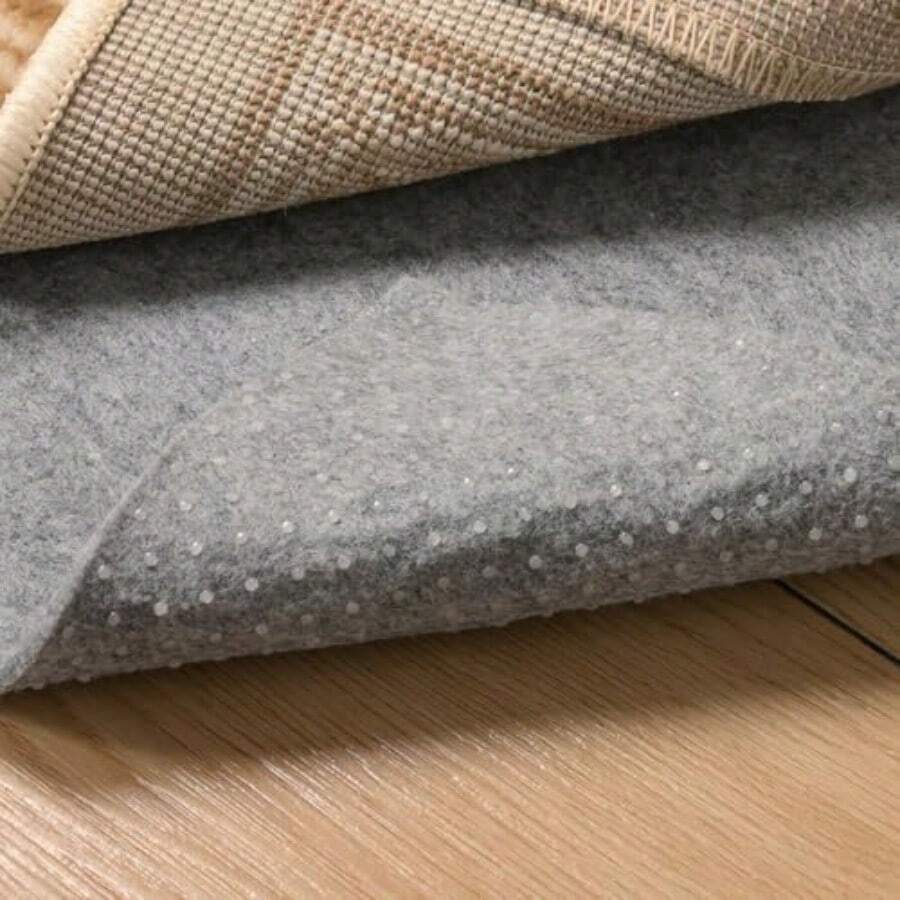 QJHOMO - Almohadilla antideslizante para alfombra de 2 x 4 pies acolchado para suelos de madera dura almohadillas para orejas de fieltro grueso para alfombras de área tapete antideslizante - Rectangular de 4 x 2 - Ver 1