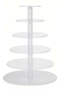 Soporte acrílico transparente redondo para pastel, torre de pastel de boda, estante de exhibición de mesa de postres, soporte de pastel de varios niveles para fiesta de cumpleaños - transparente - Ver 21