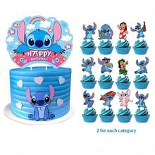 Disney Bộ trang trí bánh kem và cupcake chủ đề Lilo & Stitch, phụ kiện trang trí bánh sinh nhật Stitch kèm que cắm cupcake hình nhân vật Stitch và Lilo để trang trí tiệc sinh nhật. - Phụ kiện trang trí bánh kem - Xem 7