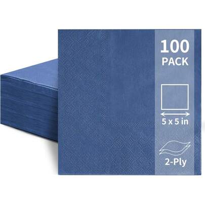 20/60/100 Pcs Cocktail Napkins Disposable, 2-Ply 5" X 5" Party Napkins, Square Beverage Dinner Napkin For Wedding Birthday Party Anniversary Reception Bar Event