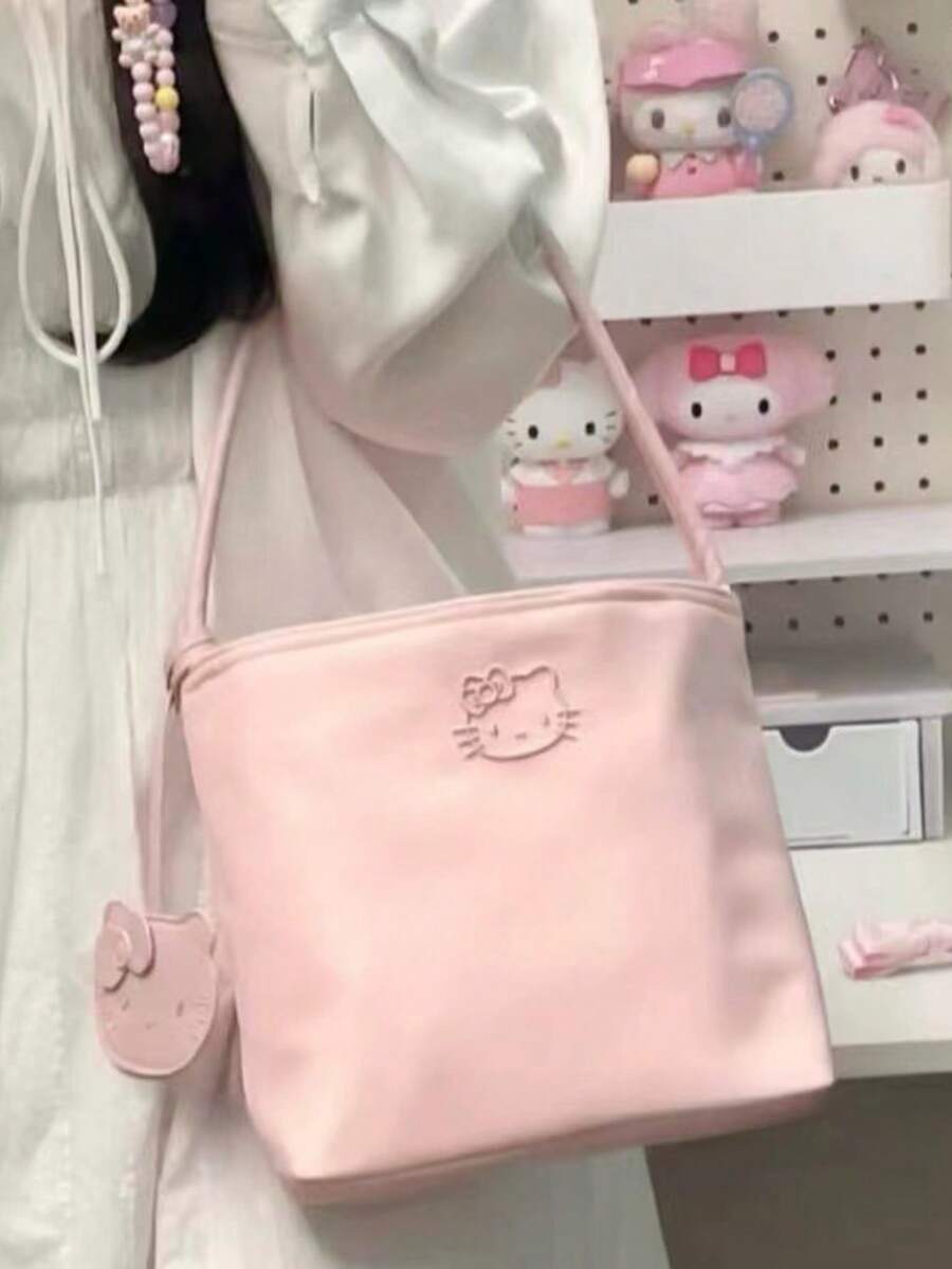 SANRIO 新款Hello Kitty女士手提包，学生单肩水桶包，精致托特包，时尚百搭休闲托特包，适合女生日常通勤 - 彩色 - 查看 1