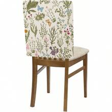 1pc/4pcs Floral Butterfly Chair Back Cover Protector, Spring New Polyester Washable Chair Slipcover For Home, Dining Room, Living Room, Kitchen Decor - Multicolor - View 9