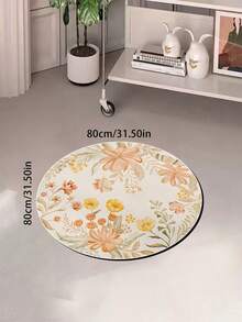 1 pieza Alfombra redonda con estampado floral, alfombra de área lavable adecuada para sala de estar, dormitorio, oficina, comedor, estudio, baño, entrada - Multicolor - Ver 18