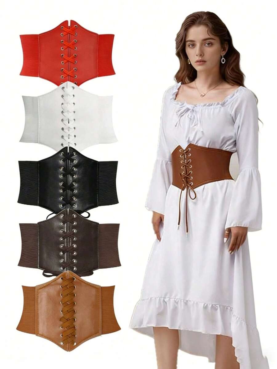 1条女士弹力腰带，适合日常穿着、角色扮演、派对、宴会等场合（65厘米-70厘米） - 彩色 - 查看 1