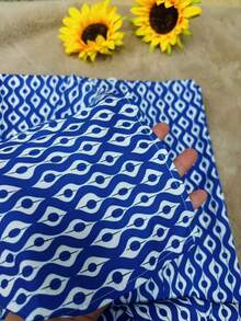 女士宽松下摆开衩短袖衬衫裙，轻薄涤纶面料，落肩设计，休闲优雅商务时尚连衣裙，建议选择小一码以获得宽松版型，适合春夏日常办公、度假、旅行穿着。 - 藍色 - 查看 8