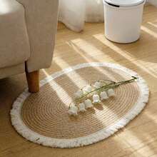 1 tấm thảm dệt thủ công có tua rua năm 2026, thảm hình bầu dục có thể giặt được, dùng cho phòng ngủ/phòng khách, thảm tua rua phong cách Nhật Bản cổ điển, thảm chống cào móng cho thú cưng. - 45*65cm - Xem 9