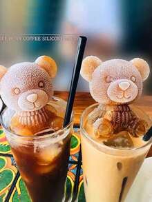 Bear Mold, Bear-Shaped Ice Cubes For Coffee, Beverages, Milk Tea, Juice, DIY Cartoon Bear Tray, Silicone Ice Ball Mold For Whiskey, Creative Cute Bear Ice Maker, Round Tray, Bear Mold Silicone Tray For Frozen Coffee, Milk Tea, Bag - Multicolor - View 1