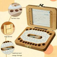 Wooden Baby Tooth Keepsake Box With Photo Frame, Holder For Fallen Teeth And Hair, Great For Baby Shower Party And Birthday Gift For Boys And Girls - Rectangle - View 7