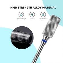 NotNoot 1 mũi khoan móng tay acrylic bằng vonfram cacbua, 3/32" hình trụ phẳng chuyên nghiệp 2 chiều, dùng để đánh bóng và tẩy keo móng tay. - Nhiều màu - Xem 8