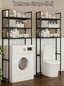1pc 2-3 Tier Bathroom Shelf, Toilet Washing Machine Multi-Layer Bathroom Storage Rack, Space-Saving And Sturdy Floor-Standing Shelf, Thickened Plastic Shelf With Strong Load-Bearing Capacity, 16mm Thickened Spliced Metal Tube Is Durable, Suitable For Storing Bathroom Supplies And Toiletries, Multi-Scene Use, Easy To Install And Durable Household Storage Artifact, Making Small Apartments Tidy And Expanded Super Practical Bathroom Organiser - Multicolor - View 1