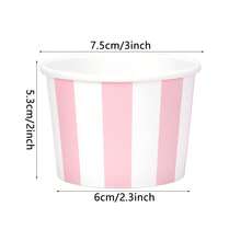 6pcs/20pcs/40pcs Light Pink Treat Snack Cups Pink Striped Paper Ice Cream Cups Snack Dessert Bowls For Hot Cold Soup Birthday Wedding Bridal Shower Babe Shower Wedding Christmas Festival Event Party Supplies Decorations - 粉紅白 - 查看 3