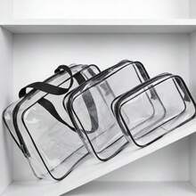 3pcs/Set Transparent PVC Toiletry Bag, Multifunctional Waterproof Handbag Cosmetic Bag Travel Set - Multicolor - View 7