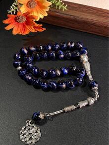 1串穆斯林蓝色玻璃简约优雅念珠，简单耐用的祈祷配件 - 彩色 - 查看 3