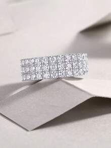 Nhẫn Moissanite bạc 925 cao cấp, không gây dị ứng, nhẫn đính hôn/cưới, thiết kế tối giản, dễ đeo hàng ngày, quà tặng cho ngày Valentine, sinh nhật, đám cưới, kèm hộp quà và giấy chứng nhận. - Bạc - Xem 6