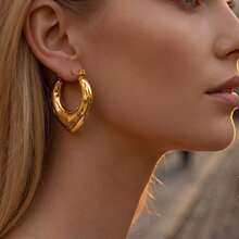 Orecchini in acciaio inossidabile per donne, set di gioielli in acciaio inossidabile di design alla moda per l'uso quotidiano, feste, vacanze, accessori da spiaggia, orecchini versatili casual da indossare tutti i giorni in stile vintage INS, adatti anche come regali a sorpresa per San Valentino, compleanno, Festa della Mamma, Ringraziamento o vacanze, eleganti orecchini dorati - Multicolore - Visualizzare 1