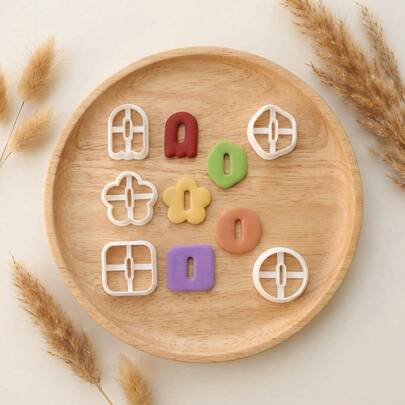 极简几何扣环粘土切割器套装，聚合物粘土切割器，DIY工艺工具，用于制作扣环粘土首饰