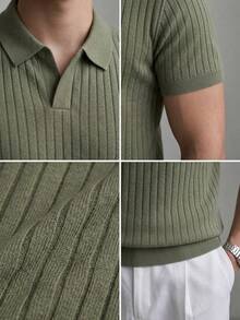 GRDR Áo len nam tay ngắn cổ polo màu trơn mùa hè, thích hợp cho các hoạt động ngoài trời mùa hè, là item không thể thiếu để tạo nên phong cách thời trang. - xanh quân đội - Xem 4