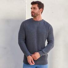 Baronesa Tricot Men's Ribbed Knit Sweater Premium Casual Boat Neck Sweater Valentine's Day Gift - Dark Grey - View 8