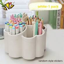 360° Rotating Desk Organizer | 4-Layer Storage Design, PP Plastic, Space-Saving, Available In Green And Purple - Ideal For Office, School, Home Desk Use, Includes Lid For Portability, Holds Pens, Pencils, Makeup Brushes - View 7