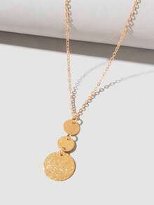 1pc Fashionable Circular Pendant Necklace, Suitable For Women's Daily Wear - Bạc - Xem 8