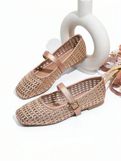 Giày Mary Jane đế bằng, hở mũi, dệt kim, mới về, thoáng khí, tôn dáng, thanh lịch, trẻ trung, phù hợp cho tiệc tùng, đi làm, phong cách cổ điển, punk, đám cưới, phong cách Trung Hoa, Lolita, đám cưới phương Tây, công sở, đám cưới Trung Hoa, quyến rũ, ngoài trời, phương Tây, tối giản, retro, mùa xuân/hè.