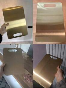 1 chiếc thớt tròn hai mặt bằng thép không gỉ chất lượng cao, thớt thái bằng thép không gỉ - dày dặn, chống nấm mốc, dễ vệ sinh, thích hợp cho nhà bếp, phòng ăn, dùng để thái thịt, trái cây và rau củ, đa chức năng và thiết thực, thiết kế tối giản. - Vàng - Xem 11