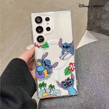 Funda de teléfono con diseño de Stitch de Disney en estilo tropical de verano, transparente y magnética, a prueba de golpes, adecuada para Samsung S26 Ultra/S26 Edge/S26 Plus/S26/S25 Ultra/S25 Plus/S25/S25FE/S25Edge/S24Ultra/S24Plus/S24/S24FE/S23FE/S23Ultra/S23Plus/S23/S22Ultra/S22Plus/S22/A15/A16/A17/A35/A36/A37/A54/A55/A56/A57, regalo de Navidad para la novia - Transparente - Ver 3