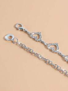 1pc Fashionable Simple Heart Shaped Rhinestone Decorated Alloy Waist Chain For Women Dress - 銀色 - 查看 5