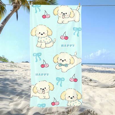 1 chiếc khăn tắm biển sợi nhỏ siêu thấm hút hình gấu bông dễ thương và quả anh đào, thích hợp cho bãi biển, hồ bơi, cắm trại, du lịch, phòng tắm, tập thể dục, yoga. Mềm mại, thoải mái, siêu thấm hút, khăn tắm biển thời trang, nhẹ, chắn gió, chống nắng, du lịch mùa hè, trang trí phòng tắm.
