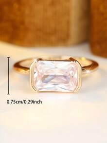 奢华方形立方氧化锆戒指，女士订婚戒指，承诺戒指，珠宝礼品 - 戒指 - 查看 8