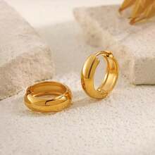 1 Đôi bông tai bằng thép không gỉ mạ vàng 18K, nặng 83,48g, chất liệu ít gây dị ứng, độ dày 5mm, kiểu dáng trang sức thời trang thanh lịch, phù hợp để đeo hàng ngày và trong các dịp lễ hội. - Vàng - Xem 5