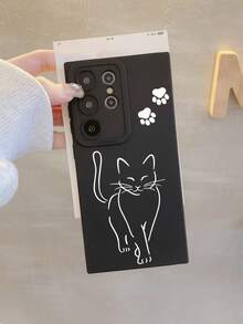 [Quick Local Shipment]1 Piece Minimalist Line Art Cat Paw Phone Case, Cute Pet Style Black & White Contrast Soft TPU Protective Cover, Scratch-Resistant, Precise Cutouts, Suitable For IPhone & Galaxy. - 1 Image - View 7
