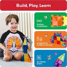 PicassoTiles - Magnetic Block Set, Diamond Series, Magnetic Building Blocks, STEM Learning, For Children Ages 3 And Up, PTM100 - 40 Pieces - View 3