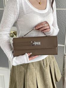 Fashionable Clasp Small Square Bag, New Handbag, Mini Mila Bag, High-End Niche Handbag & Shoulder Bag - Brown - View 8