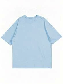 GRDR Men's Fashionable Minimalist Solid Color Crew Neck Short Sleeve T-Shirt, Suitable For Casual Daily Wear - Baby Blue - View 7