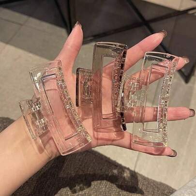 3 piezas Pinzas de pelo rectangulares transparentes minimalistas, Pinzas de pelo decorativas, Accesorios para el cabello, Útiles escolares, Accesorios para el cabello de mujer para otoño/invierno, Atuendo de mujer para vacaciones de verano en la playa