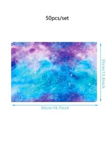 50张20x14英寸粉蓝渐变薄纸，散装，淡彩蓝绿色星空银河系礼品包装纸，适用于婴儿派对、生日、婚礼、圣诞节、DIY礼品包装、花束包装 - 星空 - 查看 8