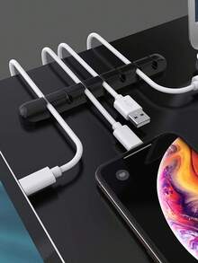 Organizador de cables multifunción con 3/5/7 agujeros, soporte para cable USB, organizador de cables multiusos, soporte para cable de carga, organizador de cable de ratón y auriculares, clip enrollador de cables para hogar/oficina/coche, accesorio doméstico - Multicolor - Ver 2