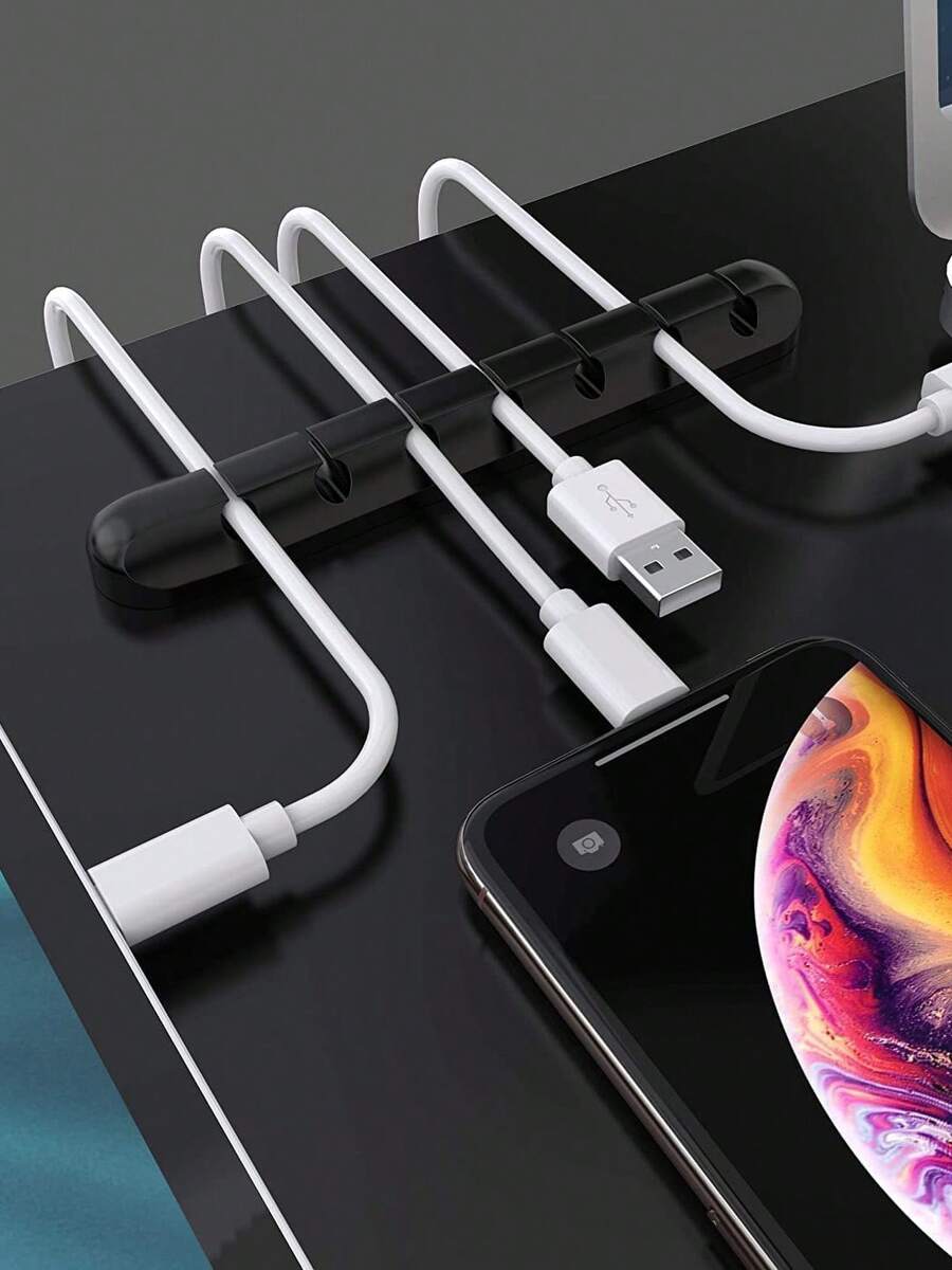 Multi-Function Cable Organizer With 3/5/7 Holes, USB Cable Holder, Multi-Purpose Wire Management, Charging Cable Stand, Mouse & Headphone Cord Organizer, Home/Office/Car Cable Winder Clip, Household Accessory - Multicolor - View 1