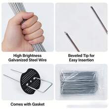 10/30/50pcs U-Shaped Garden Nails, Heavy Duty Fence Posts, Lawn Pegs, Galvanized Landscape Spikes For Securing Lawn Edging And Barriers - Multicolor - View 2