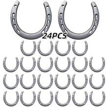 812 24 PCS Horseshoe Wall Decor Lucky Cast Iron Horse Shoes For Decorations Crafts Wedding Birthday Cowboy Party Western Party Favors Plies 24 - Silver - View 1