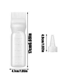 4件套带齿染发瓶，带刻度的护发油瓶刷，本地油梳瓶，沙龙级精细刻度染发瓶，美发配件辅助工具，染发辅助工具套装（4/2/1件） - 白色 - 查看 7