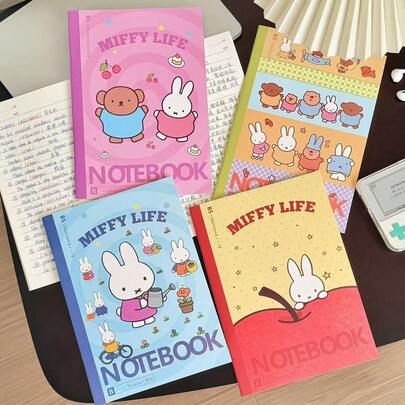  Bộ 1 cuốn sổ Miffy, cỡ B5, hình chú thỏ hoạt hình dễ thương, sổ tay Miffy Kawaii dùng cho trường học, văn phòng và làm nhật ký, hoàn hảo cho đồ dùng học tập, quà tặng sinh nhật và quà Giáng sinh, phù hợp cho người hâm mộ Miffy.