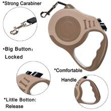 1pc 3 Meters/5m Retractable Pet Leash, Dog Outdoor Walking Leash, Automatic Extending Dog Leash, Suitable For Small & Medium Dogs, Gift For Dog Lovers - Brown - View 4