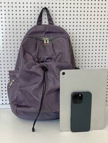 1个黑色星形印花尼龙大容量多口袋拉链休闲背包，适合女性日常通勤 - 彩色 - 查看 4